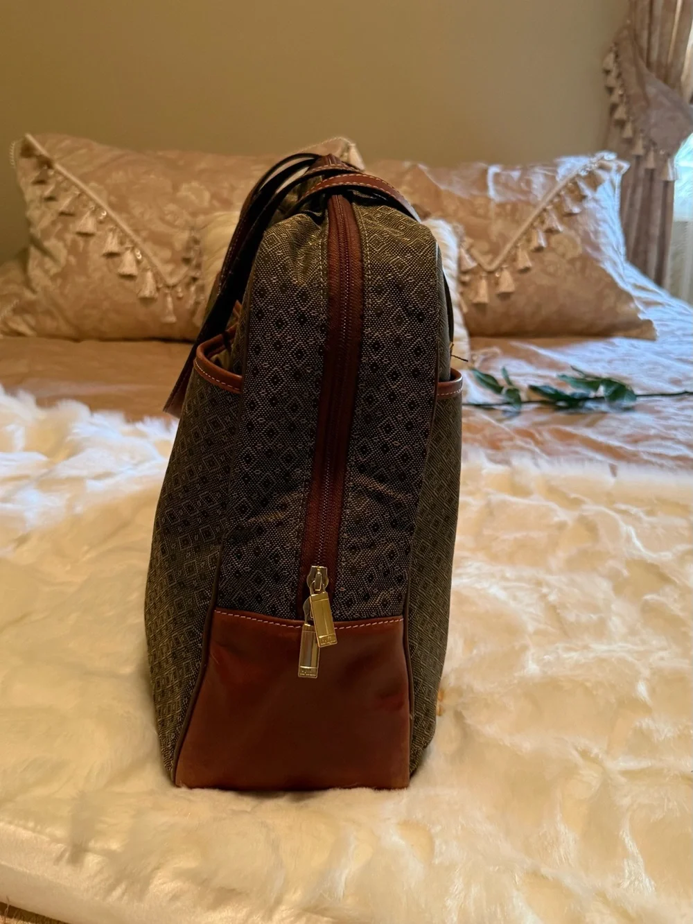 Hartmann Leather Trim Travel Tote / Laptop Bag Organizer – Very Good Condition